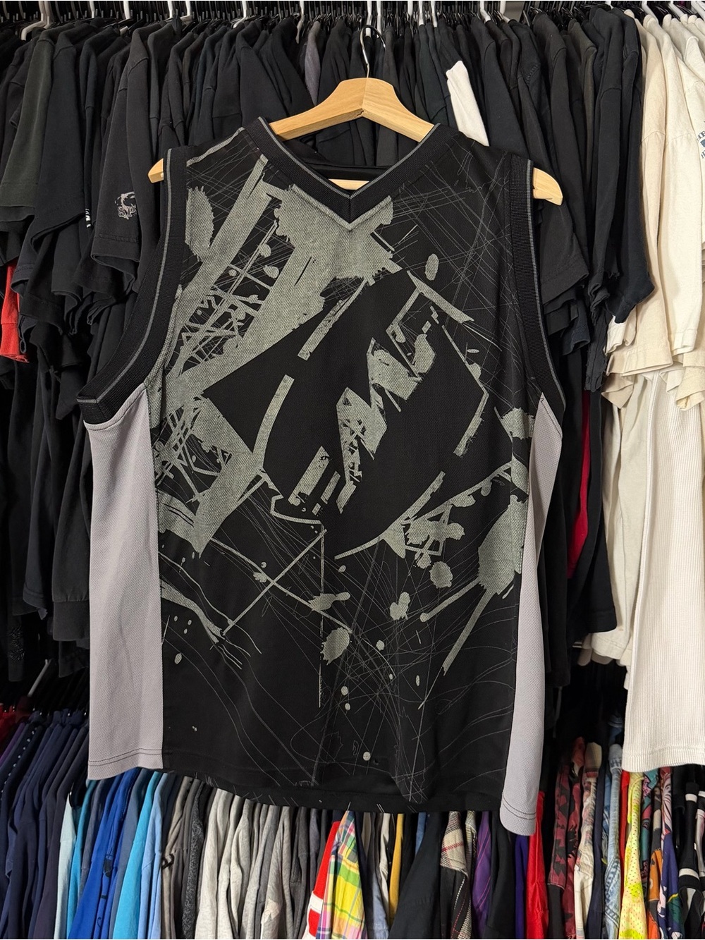 FMF Jersey Tank Top Jersey Mens Large Black Vintage Y2K Motocross MX Grunge 00s